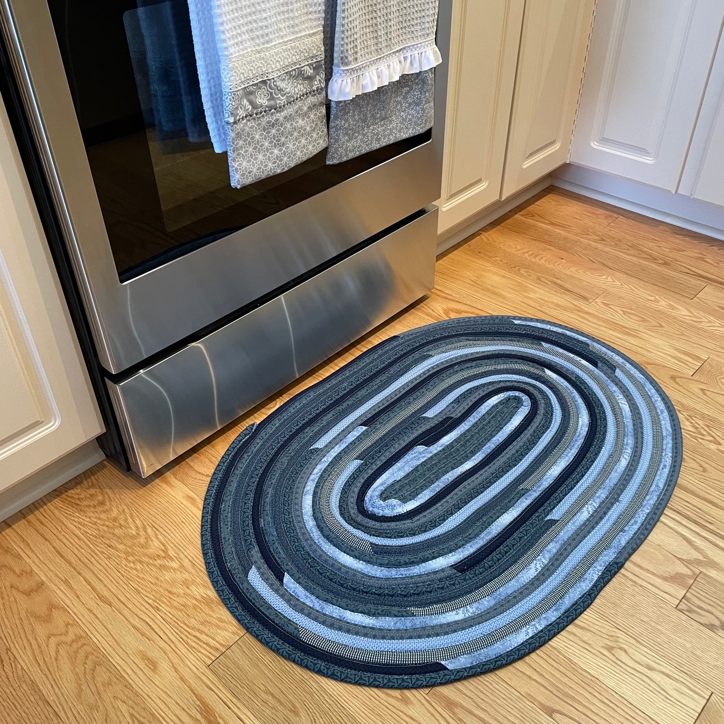 Vintage-Style Blue Cotton Kitchen Sink Rug - One of a Kind, Multipurpose, Made in Canada