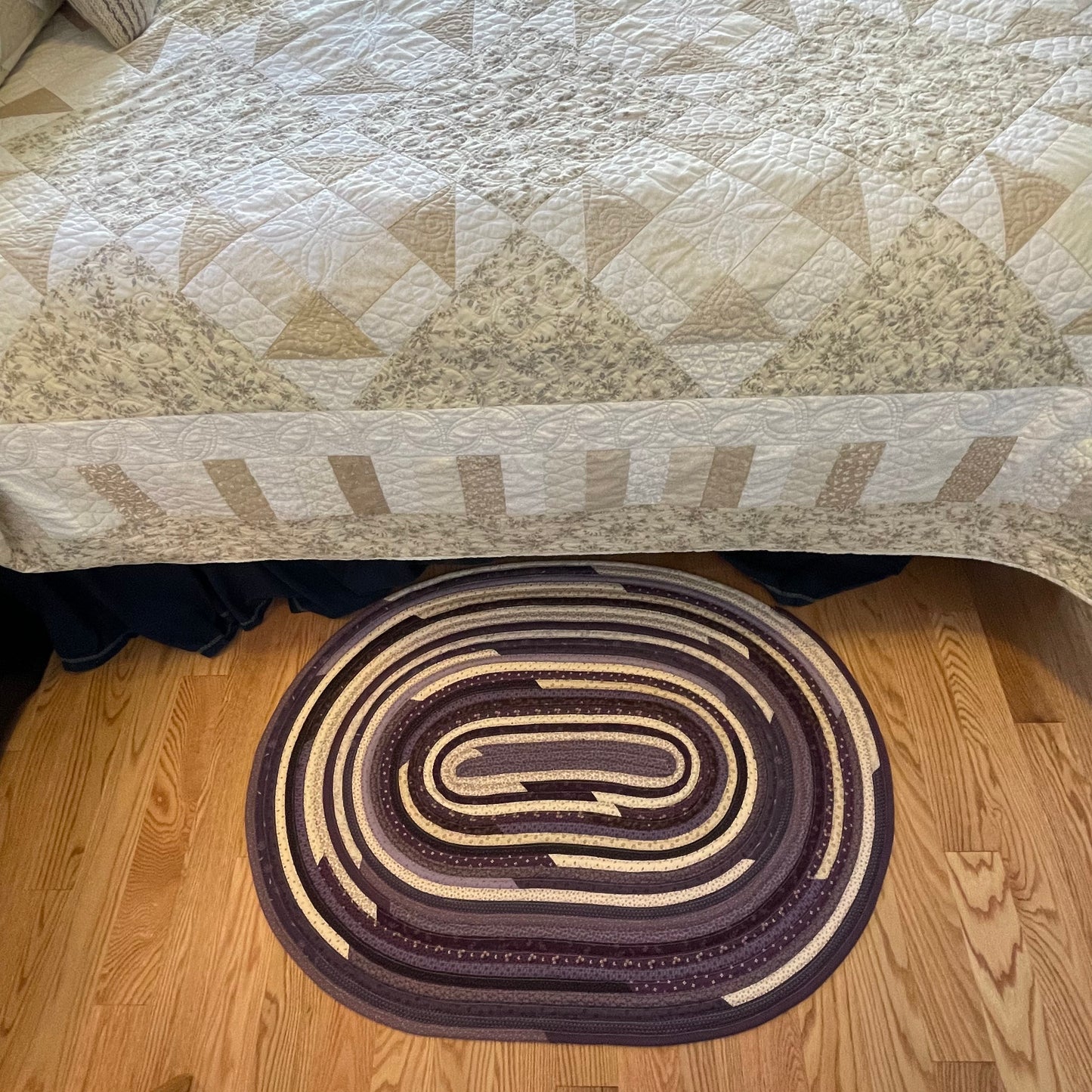 Handmade Modern Farmhouse Accent Rug in Purple and Cream - Artisan Crafted in Canada