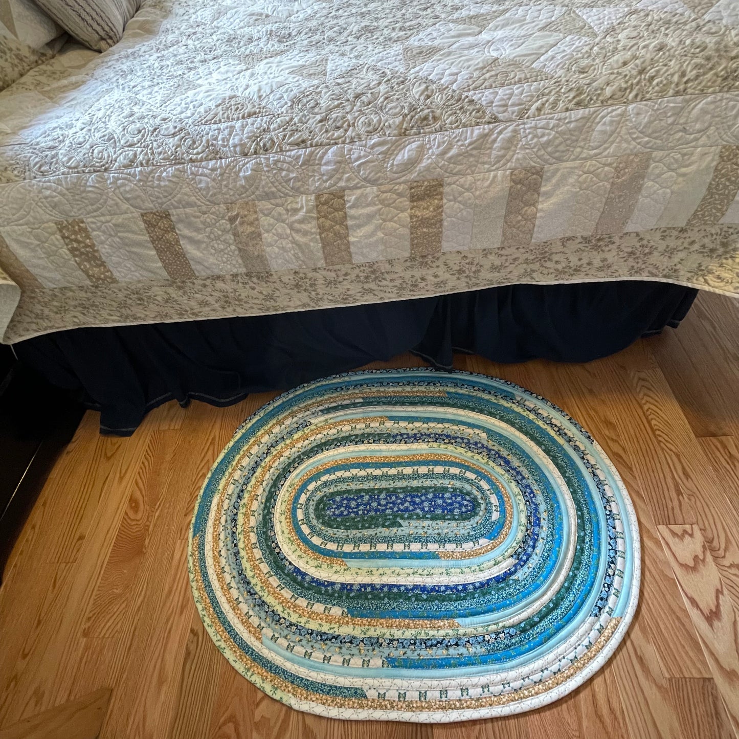 Teal Floral Farmhouse Kitchen Accent Rug For Sink, Bathmat or Bedside Rug