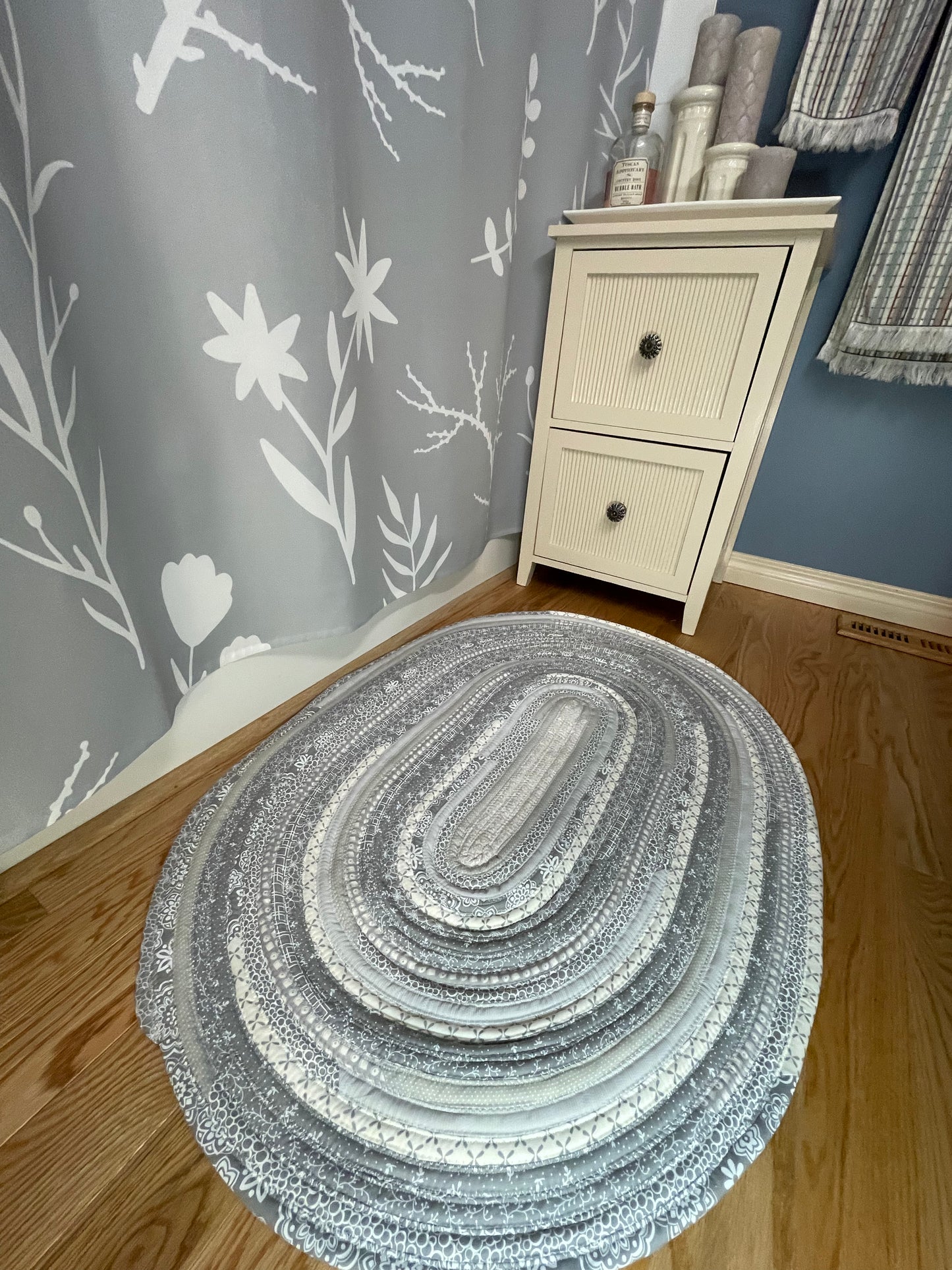 Grey & White Cotton Kitchen Sink Rug - One-of-a-Kind Handmade Farmhouse Style