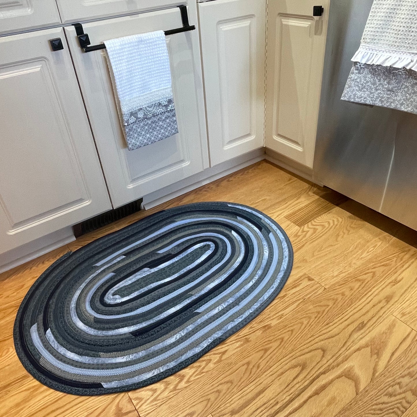 Vintage-Style Blue Cotton Kitchen Sink Rug - One of a Kind, Multipurpose, Made in Canada