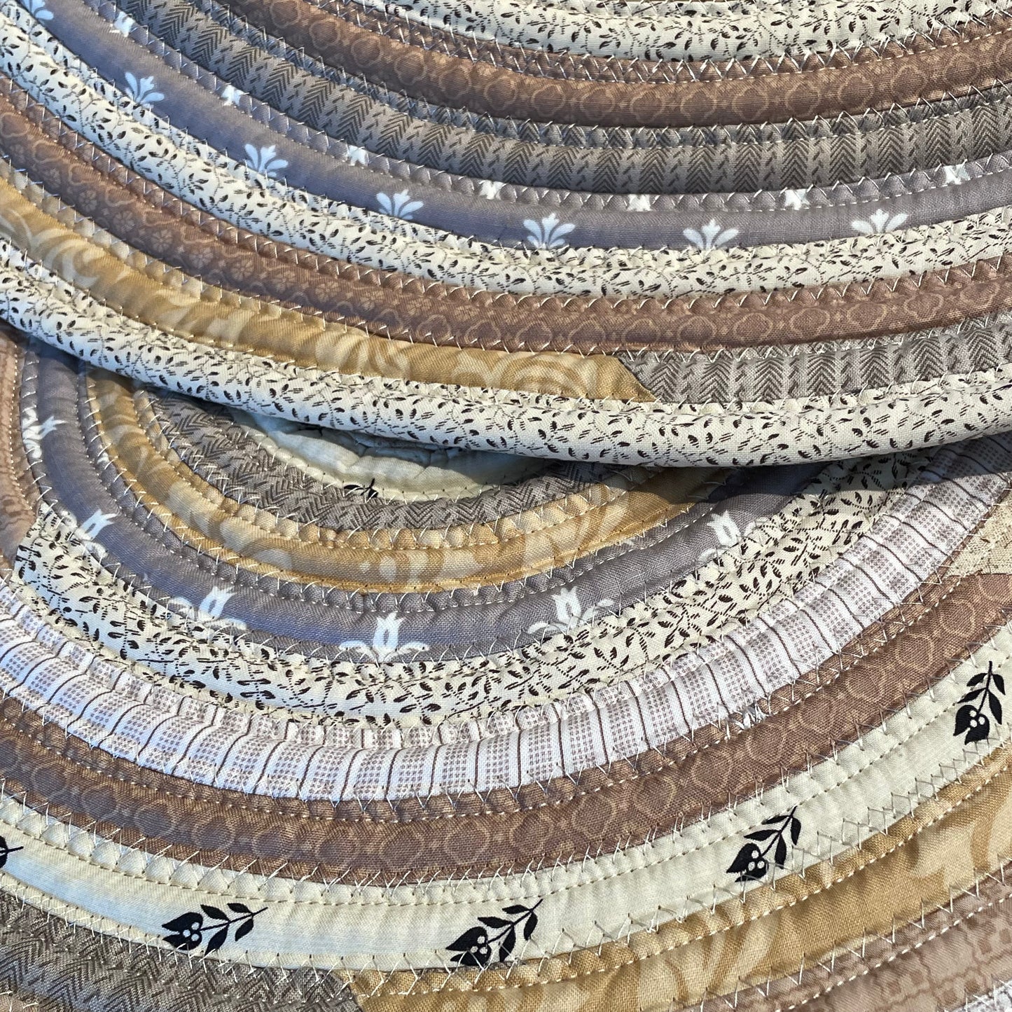 Luxury Cream Floral Handmade Farmhouse JellyRoll Rug - One of a Kind, Washable, Handcrafted in Canada