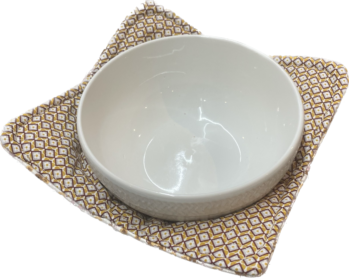 Orange 70's Print Kitchen Soup Bowl Cozy Reversible Microwave Soup Cozy