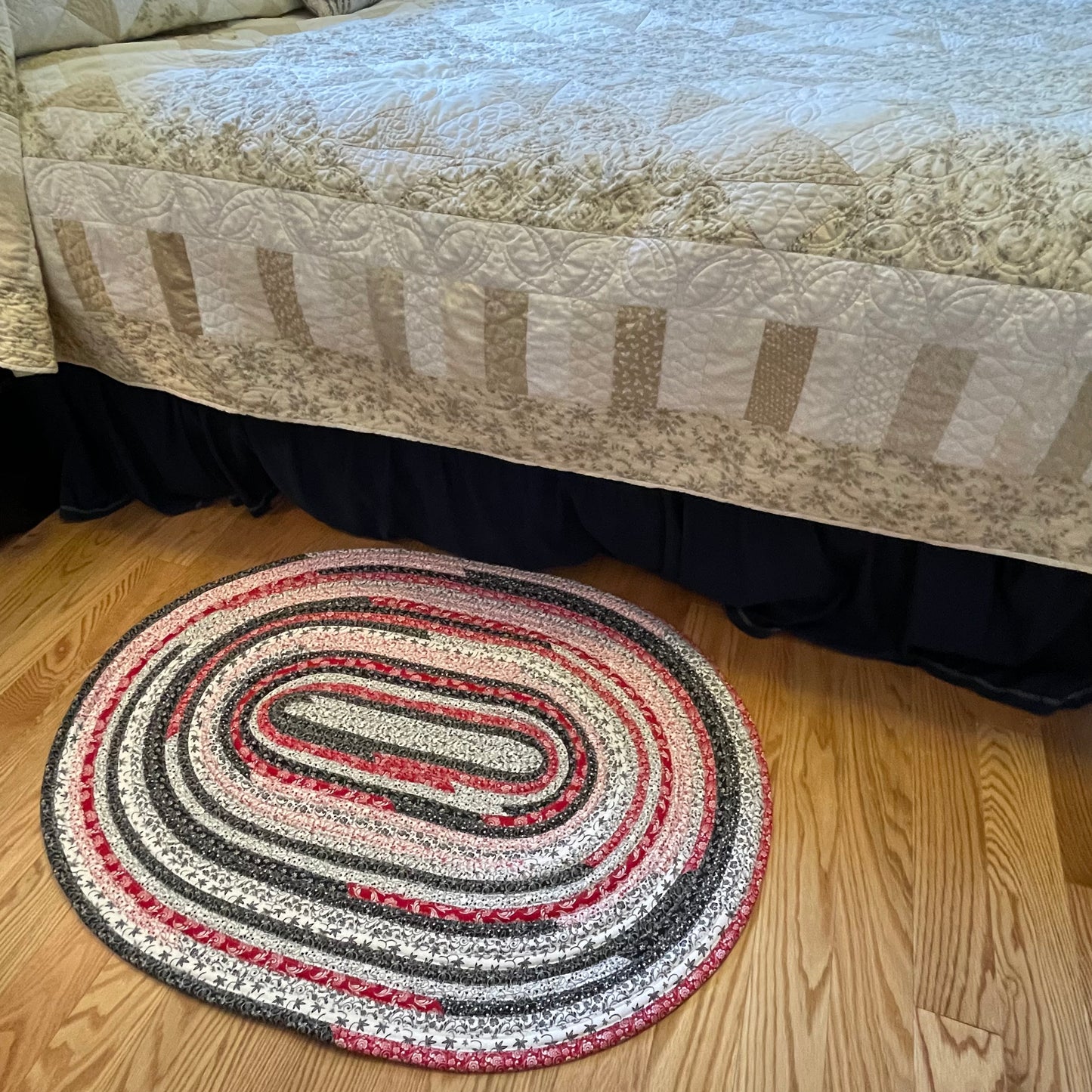 Vintage Red, White & Black Washable Cotton Farmhouse Kitchen JellyRoll Rug - Handmade in Canada