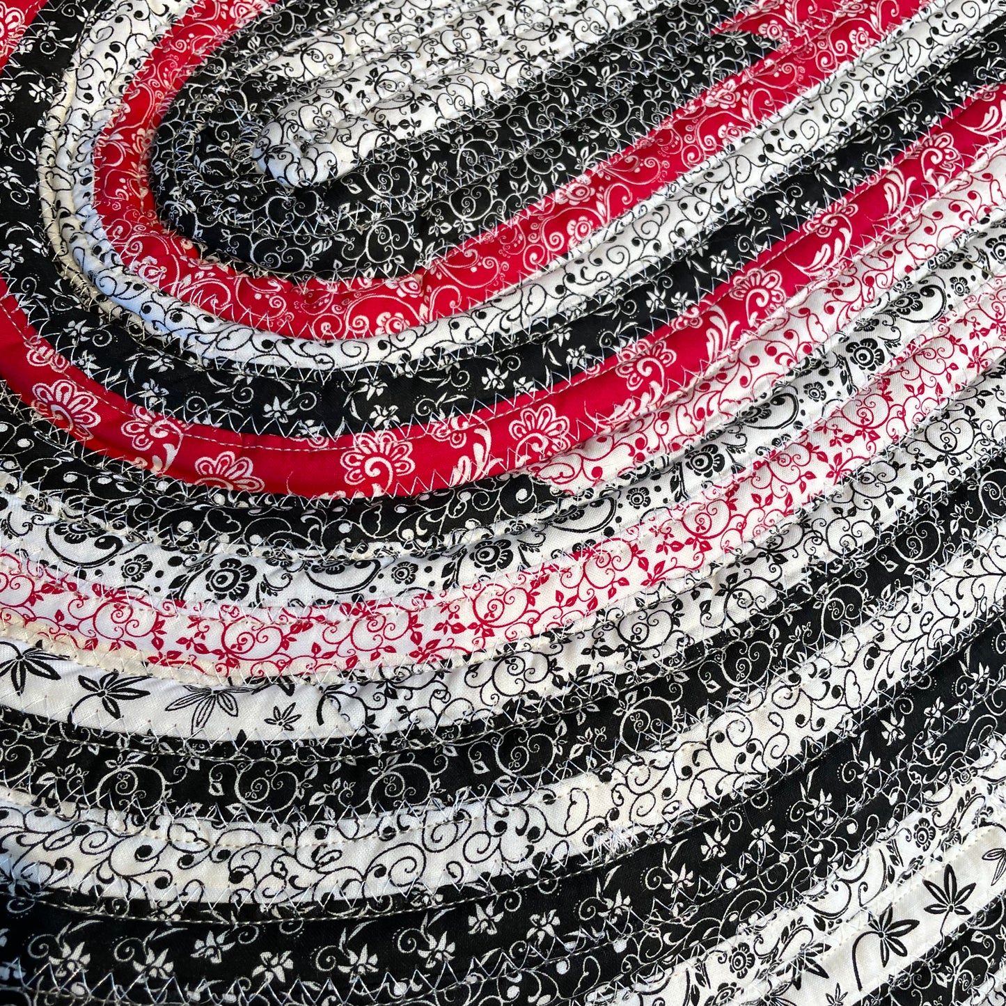 Vintage Red, White & Black Washable Cotton Farmhouse Kitchen JellyRoll Rug - Handmade in Canada