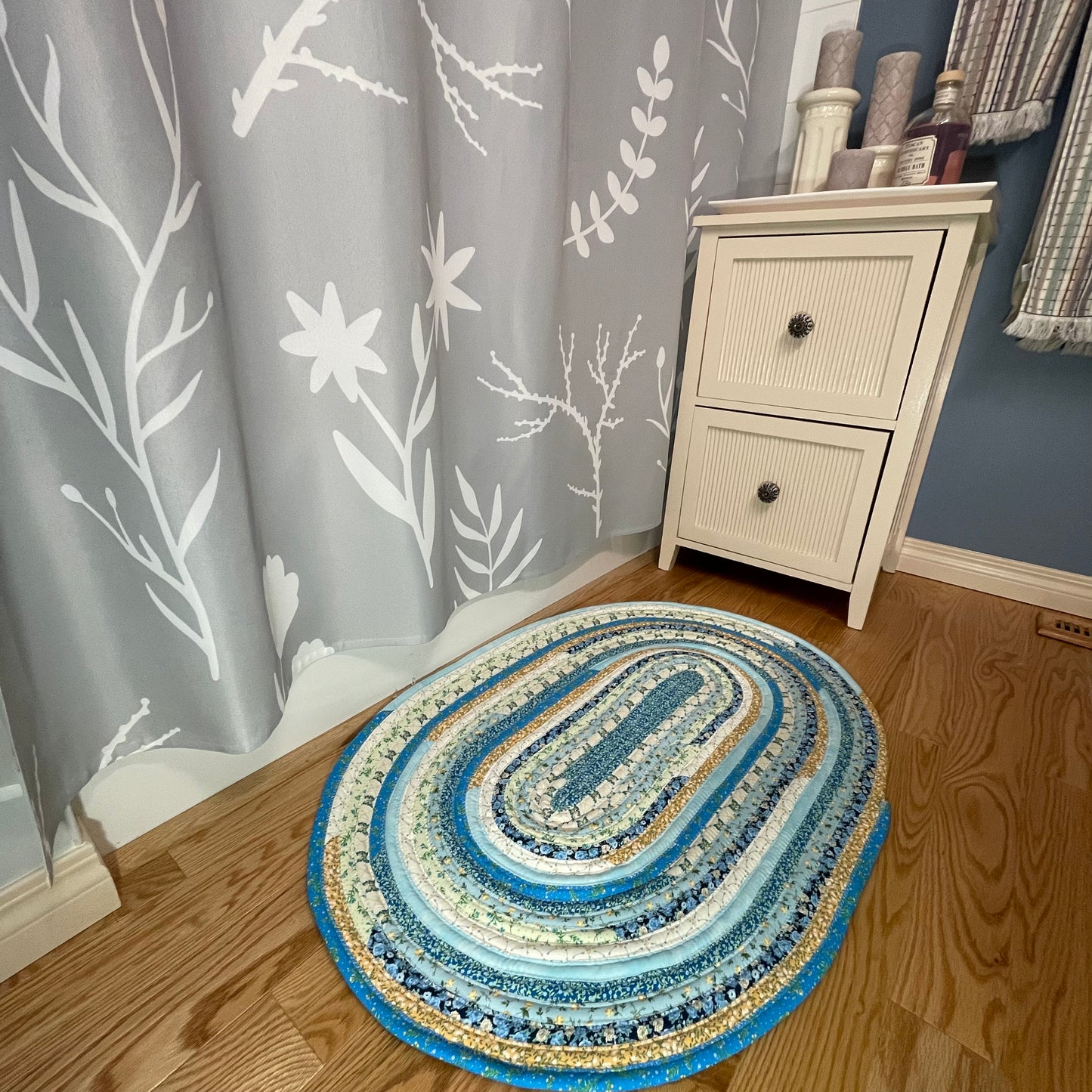 Farmhouse Kitchen Accent Rug Handmade Cotton Jelly Roll Rug For Kitchen, Bedside or Luxury Cotton Bathmat