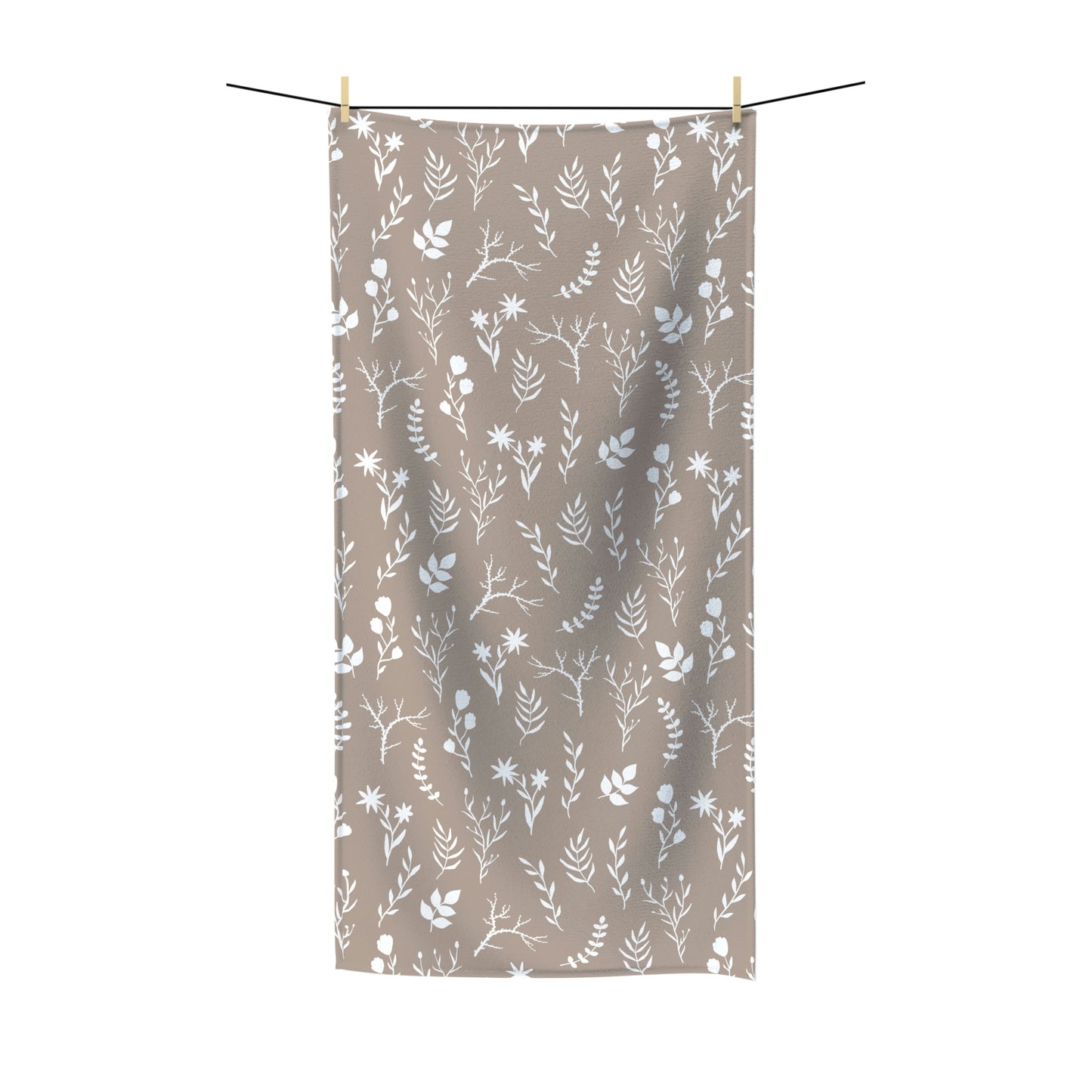 White and Taupe Soft Floral Bath Towel | 2 Sizes Available