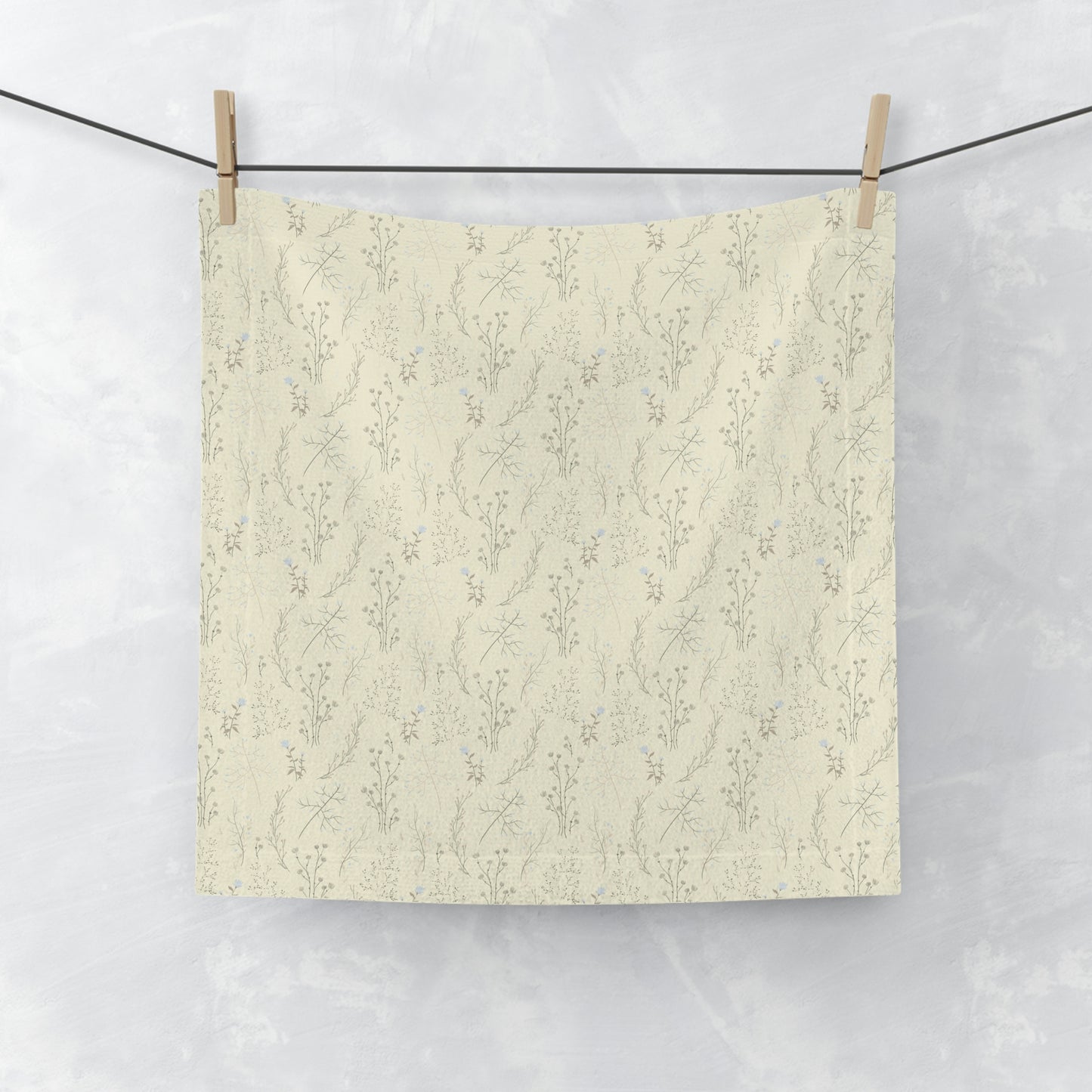 Light Yellow Floral Print Face Towel