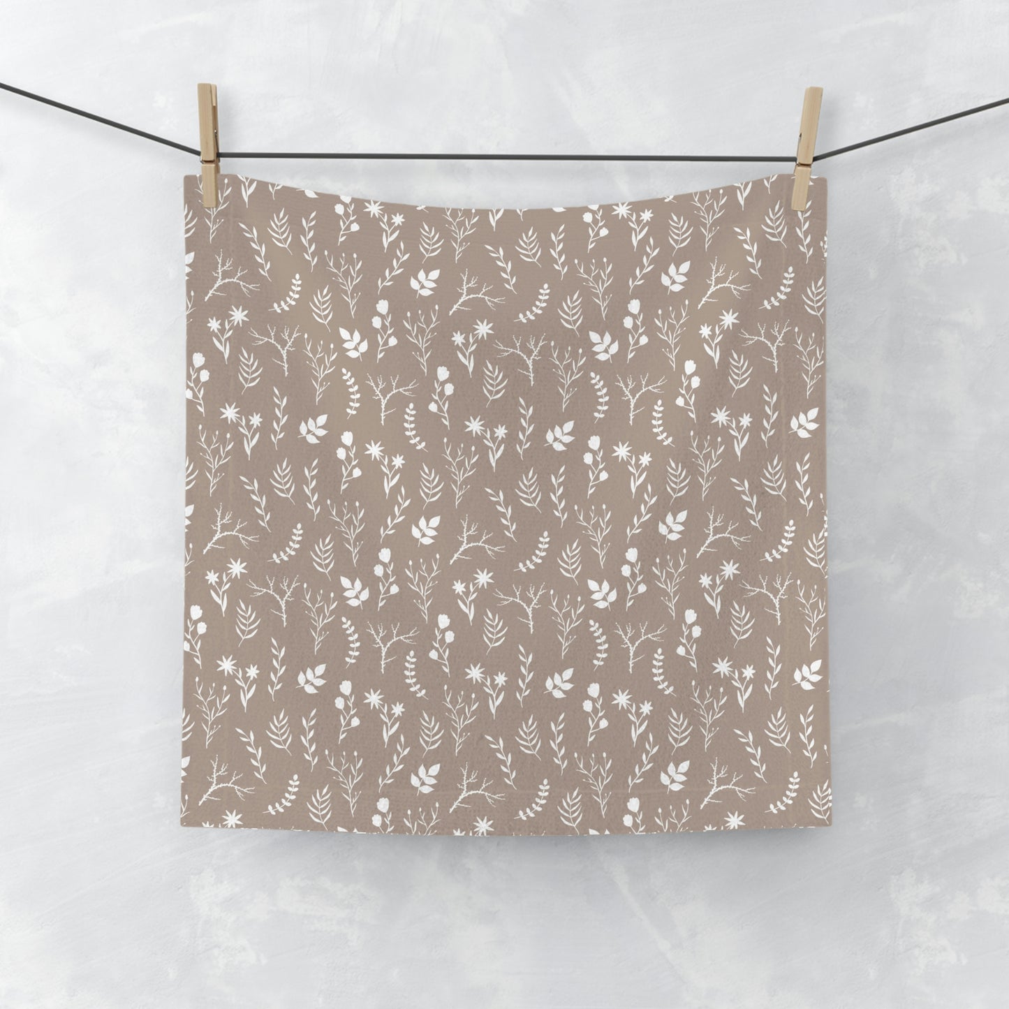 Taupe Floral Face Towel