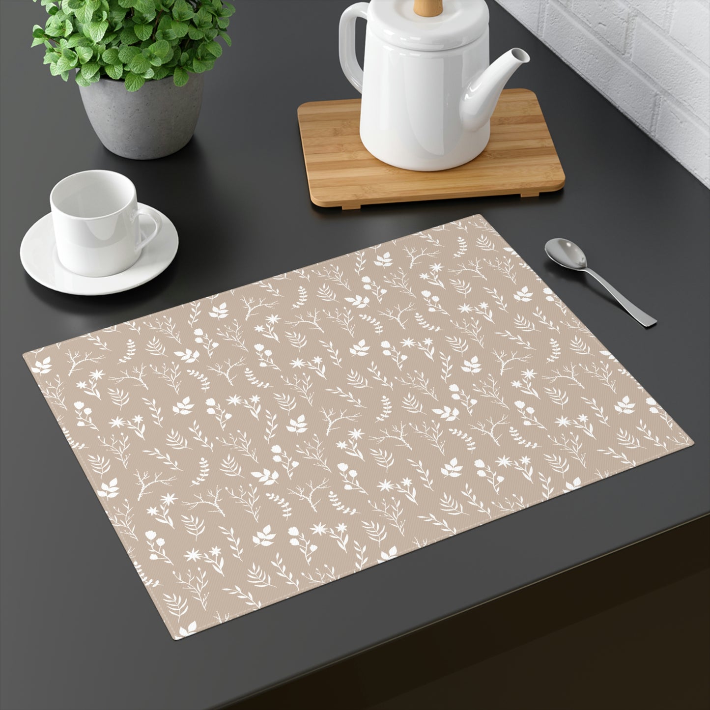 White and Light Taupe Placemat
