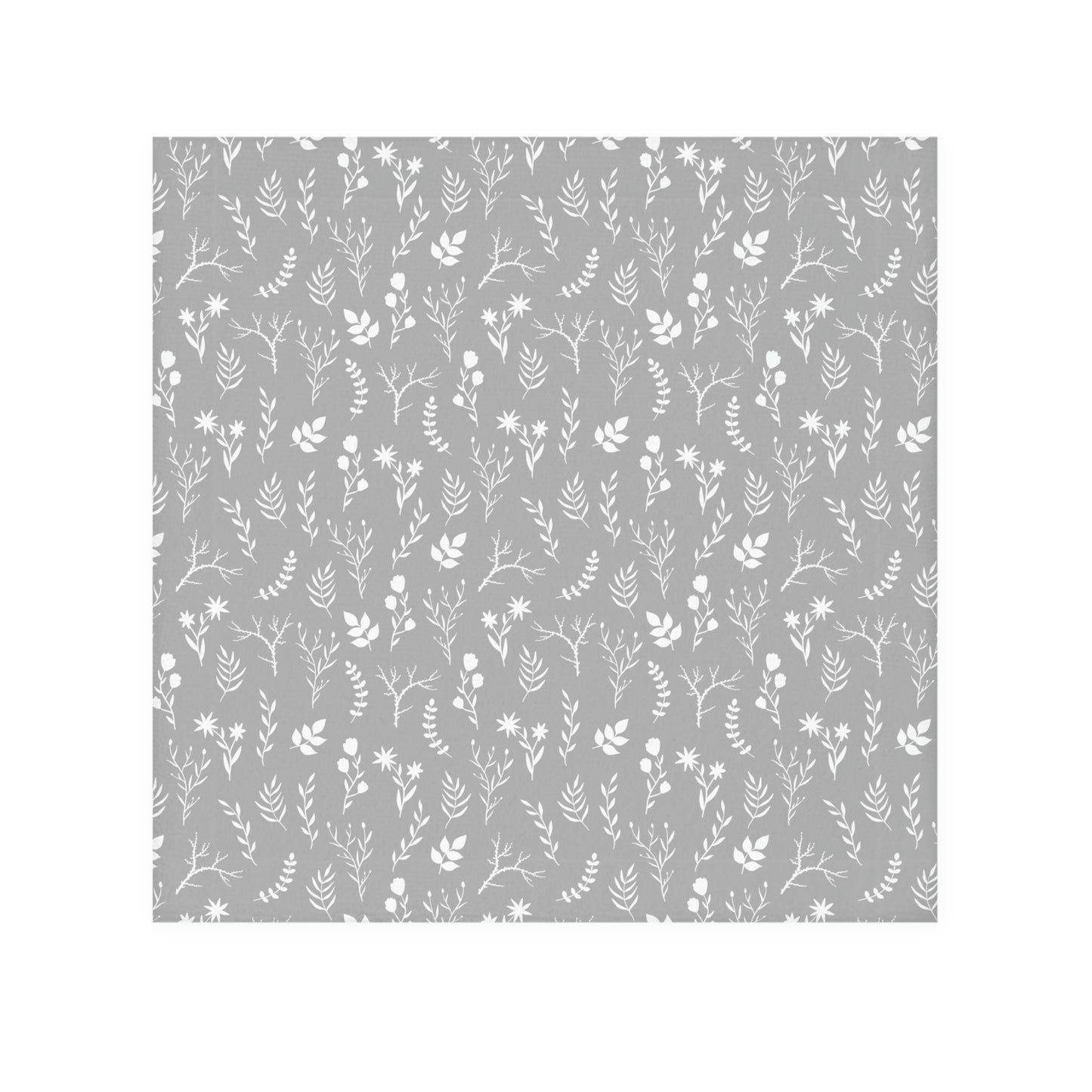 Light Grey and White Floral Print Face Towel