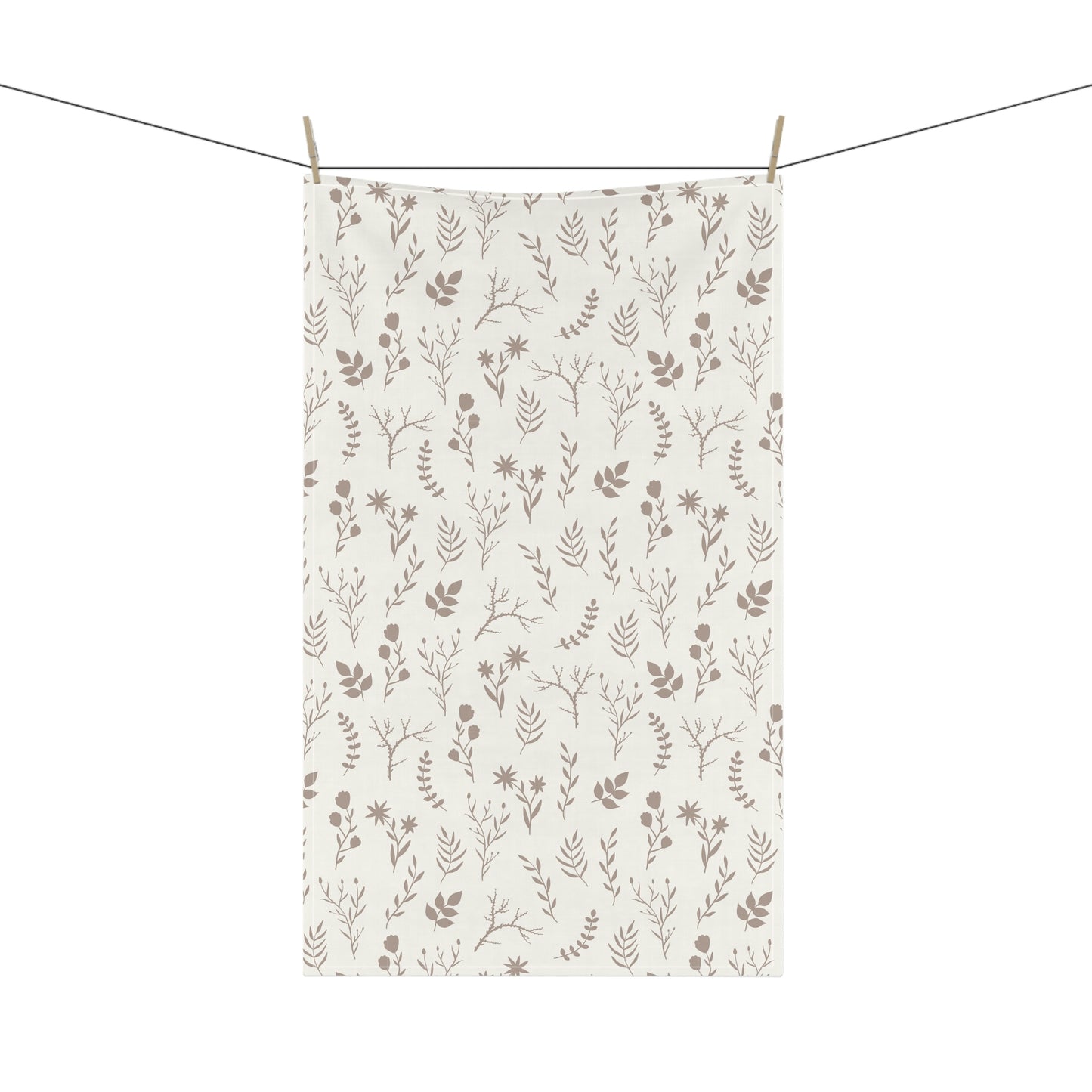 Taupe and White Floral Dish Towel