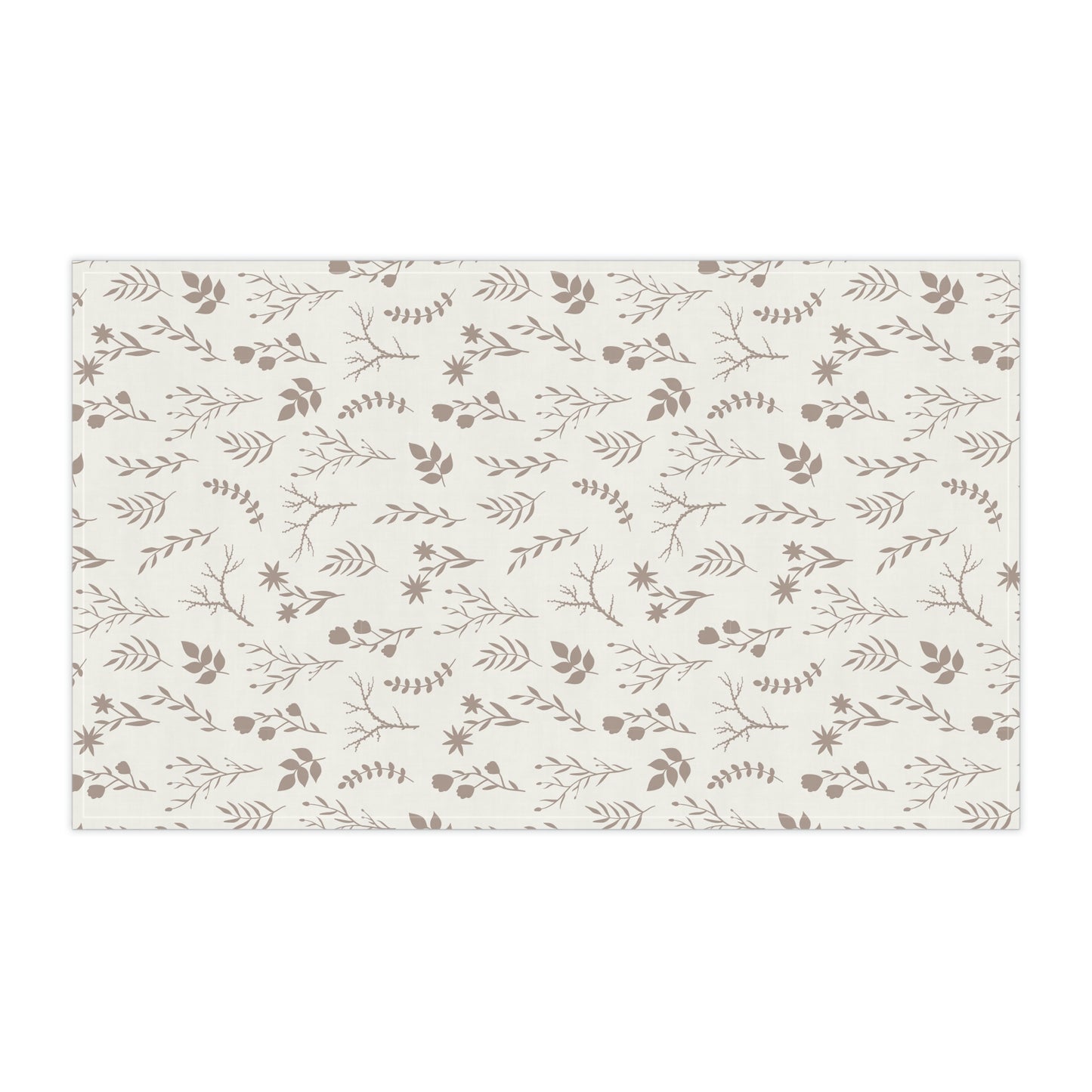 Taupe and White Floral Dish Towel
