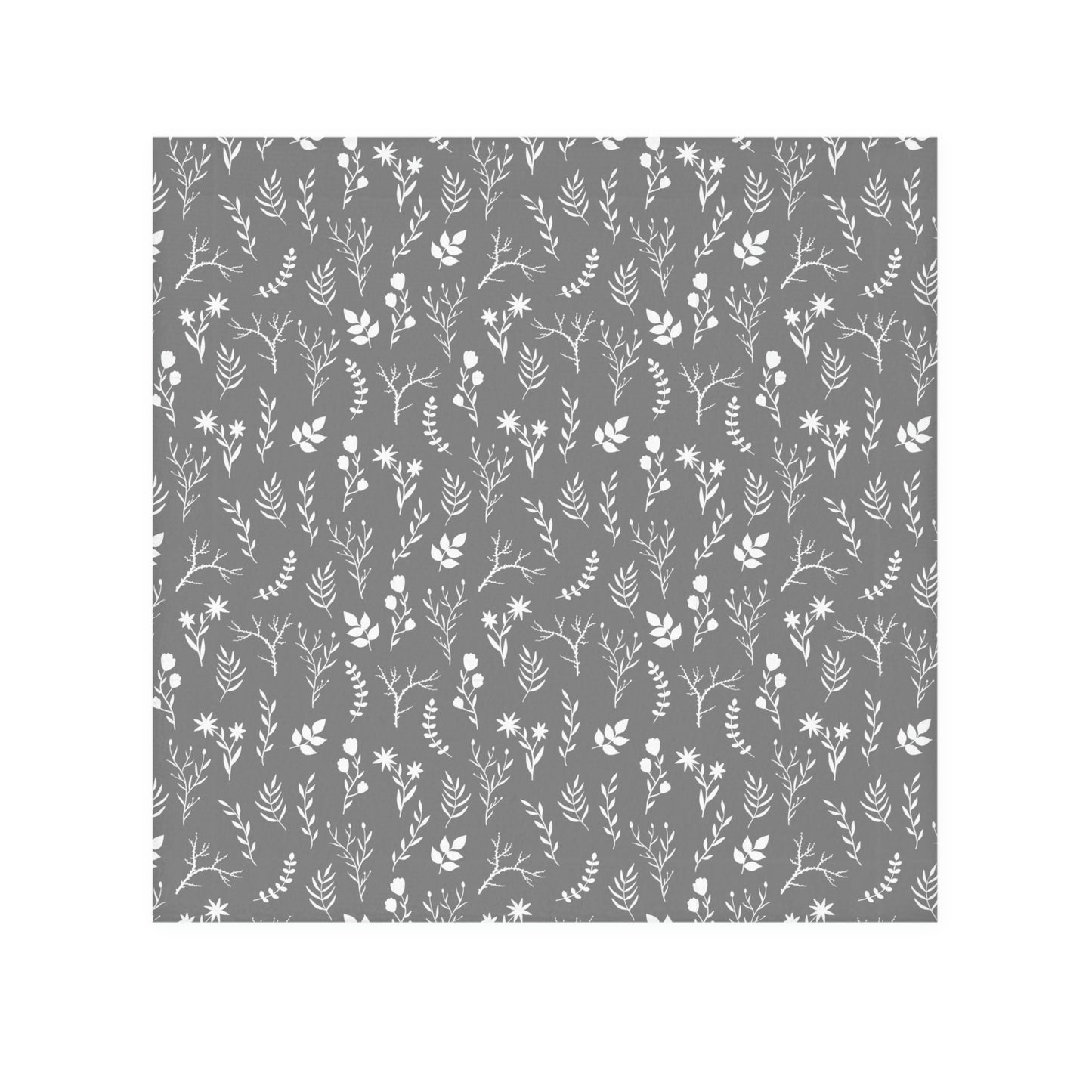 Grey and White Floral Print Face Towel