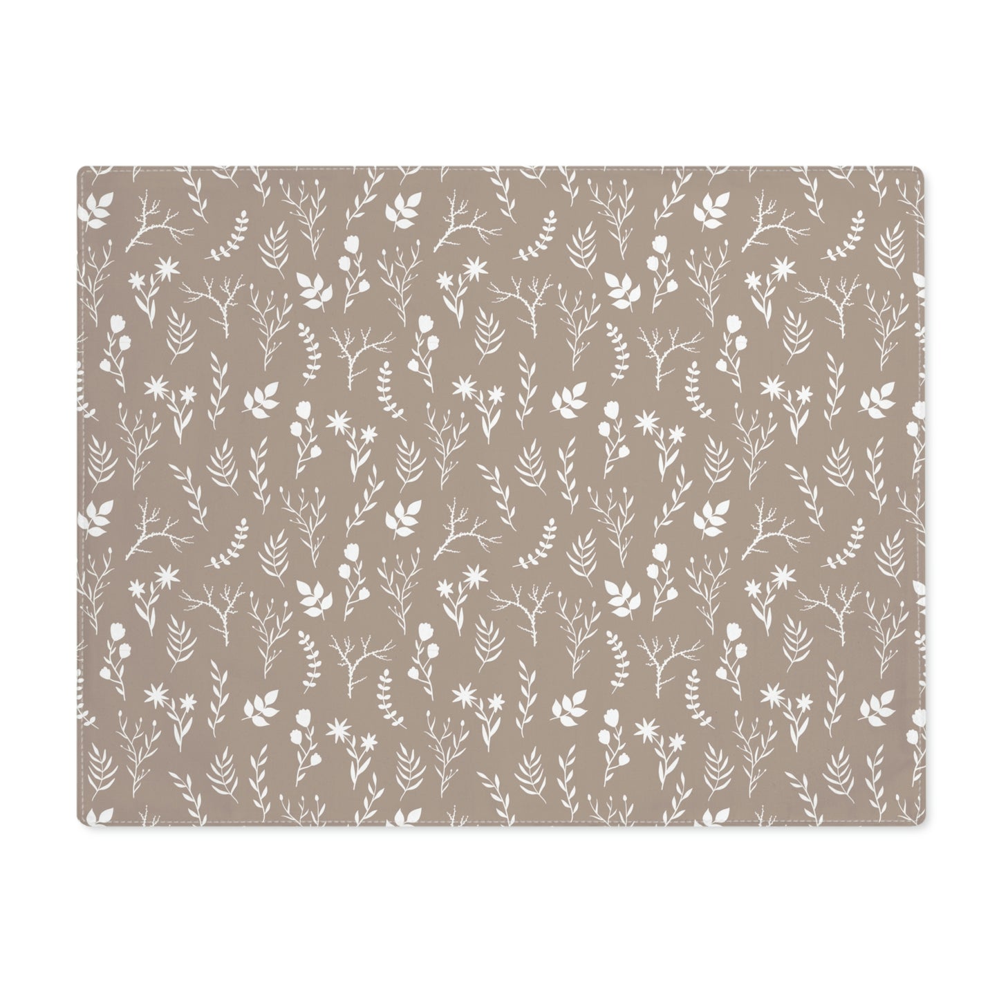 White and Taupe Floral Print Placemat