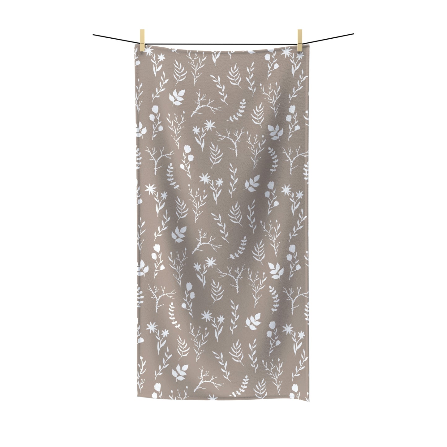 White and Taupe Soft Floral Bath Towel | 2 Sizes Available
