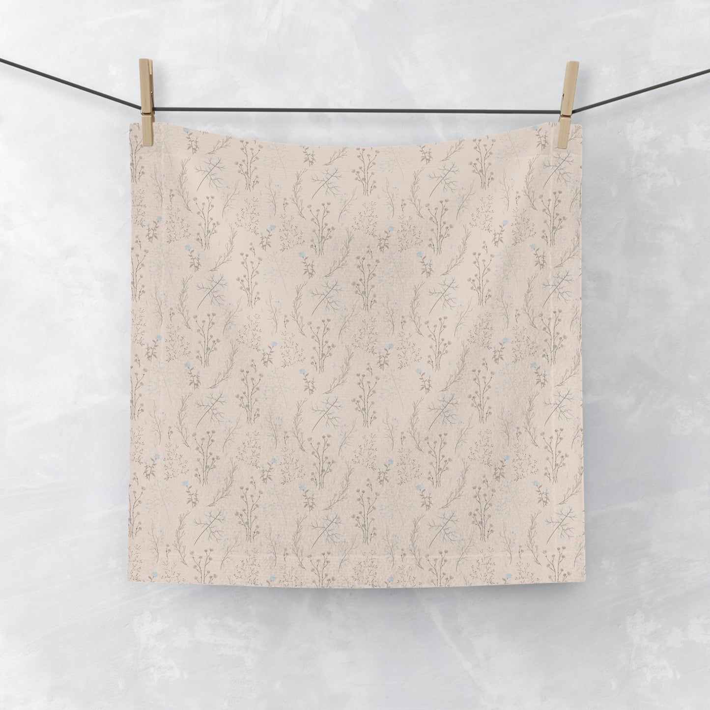 Soft Peach Floral Print Face Towel