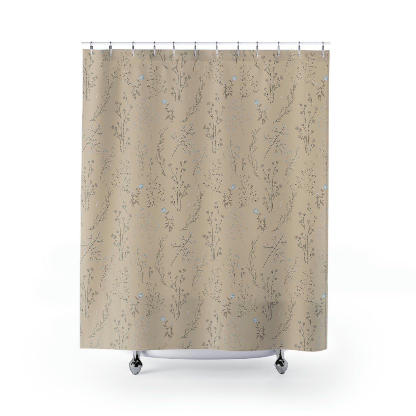 Subtle Taupe Floral Shower Curtain