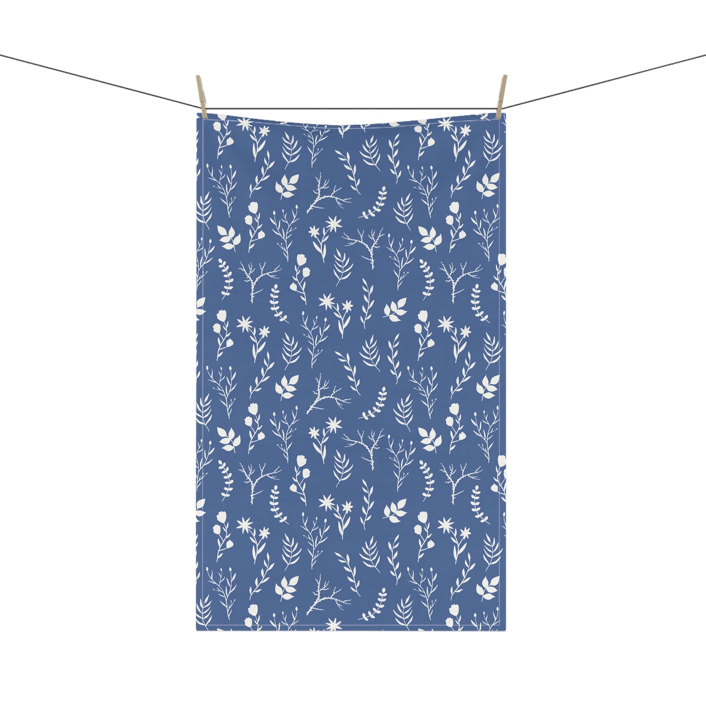 Indigo Blue and White Floral Tea Towel