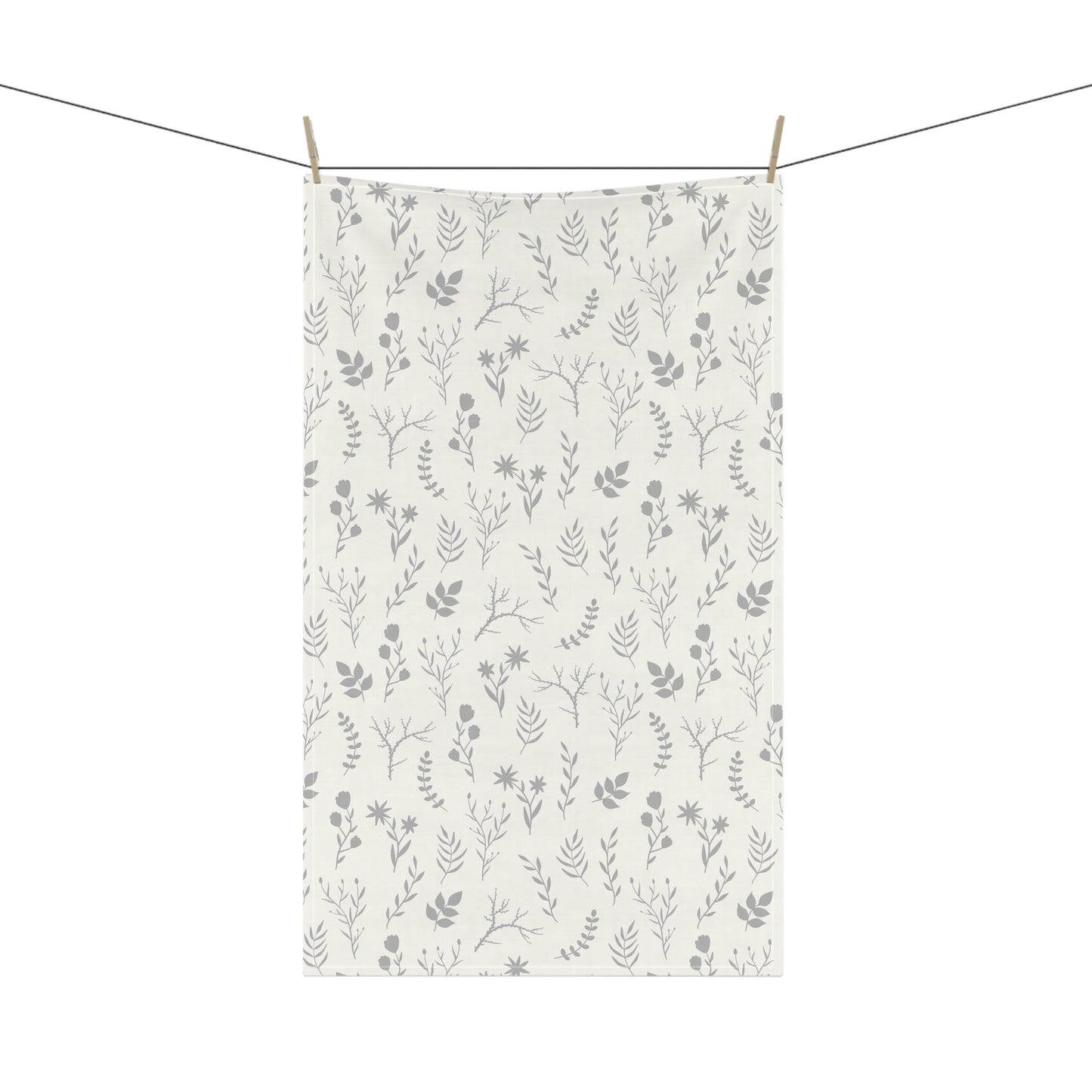 Grey and White Floral Dish Towel