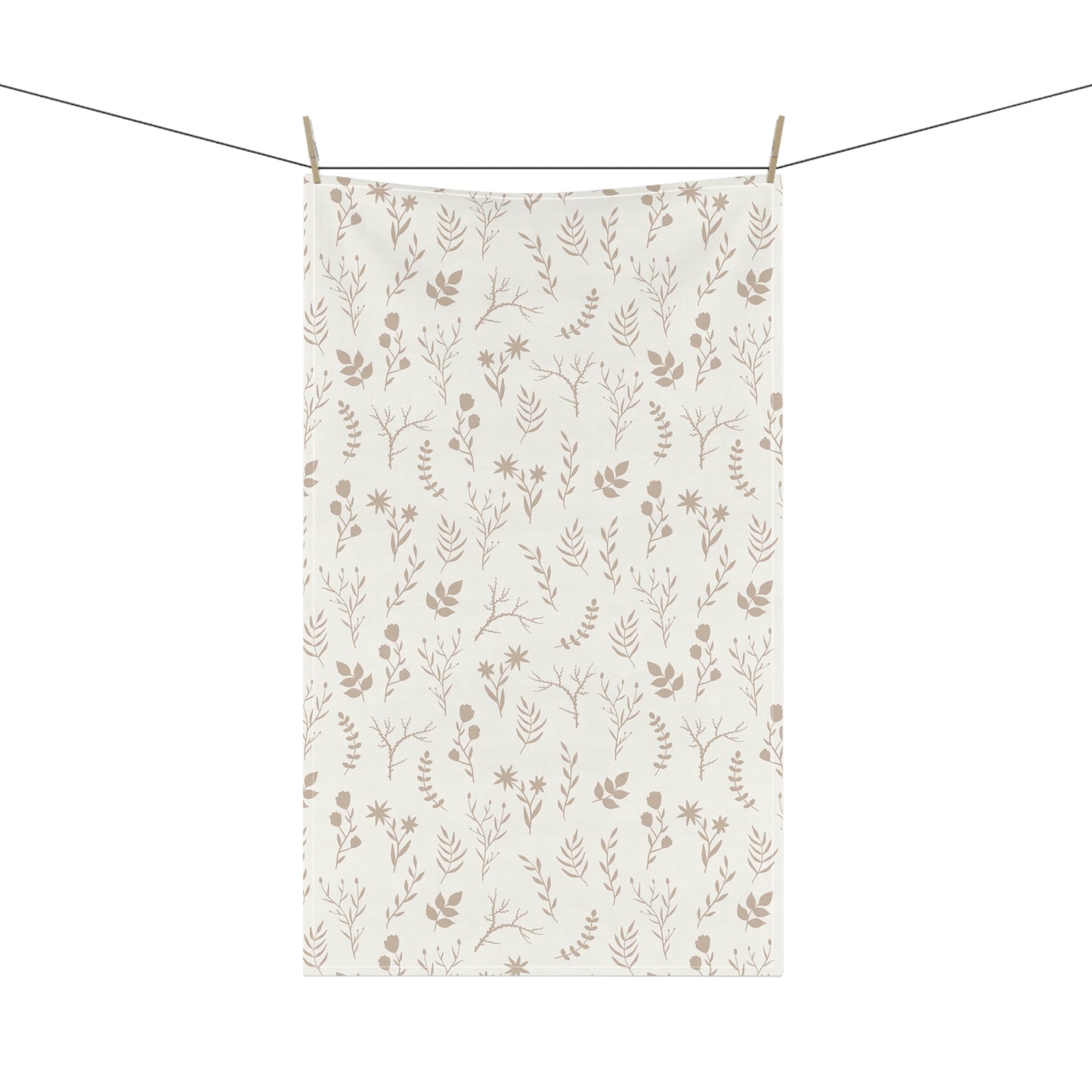 Kitchen Tea Towel With Taupe Flowers