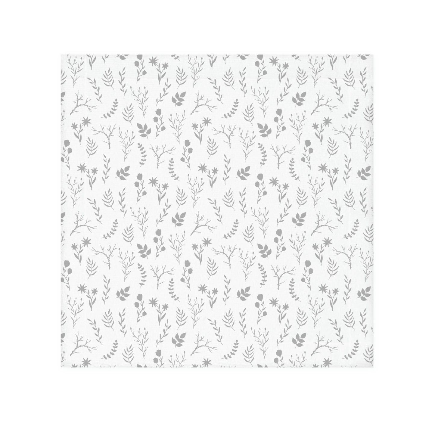 Soft Grey and White Floral Face Towel