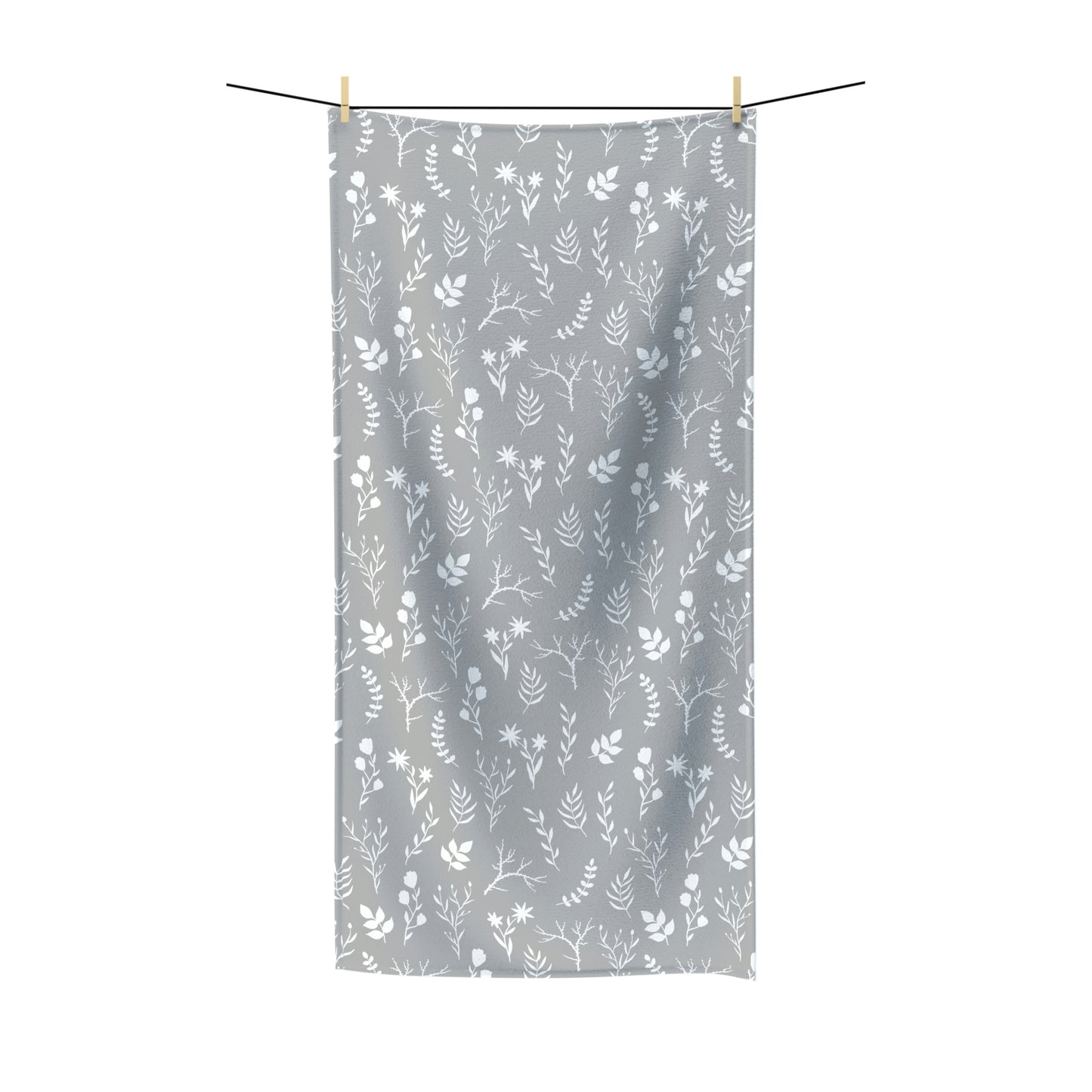White and Grey Modern Floral Print Bath Towel | Available in 2 Sizes