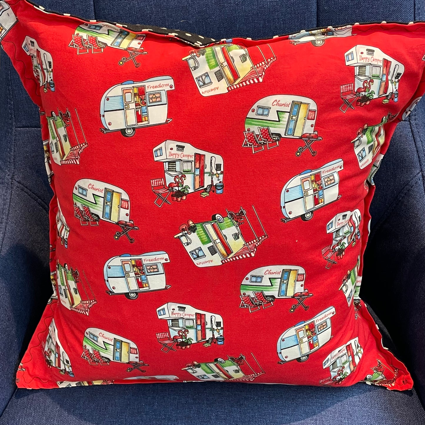 Glamping Decor Pillow. Retro Red Campers Pillow. Part of a mix and match collection of glamping decor. Shop the entire collection. Or follow along on the Home Stitchery Decor YouTube Channel