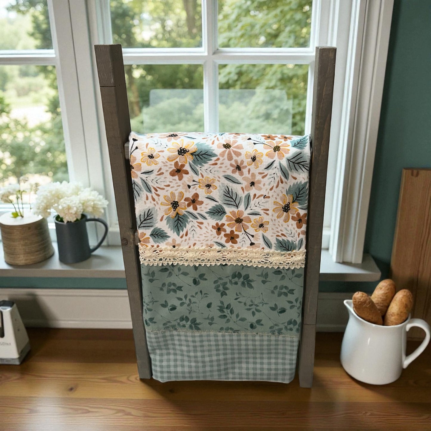 Green Floral Dish Towel