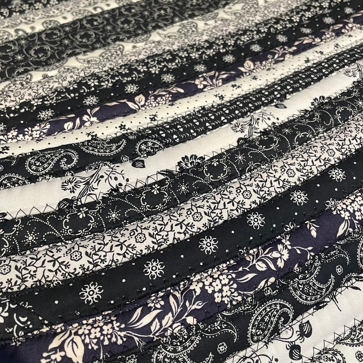 Black and Cream Jellyroll Rug for Kitchen