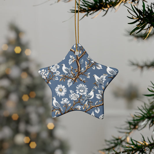 Floral Ceramic Ornaments | Heart-Shaped Holiday Decorations, Tree Hangings, Gift Tags, Home Decor, Wedding Favors