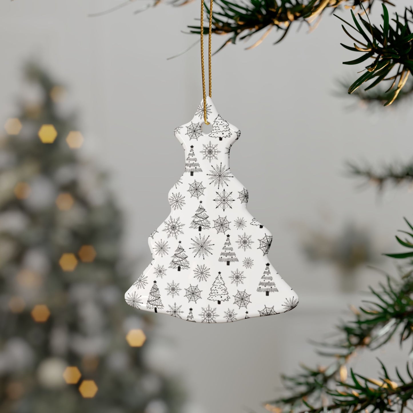 Ceramic Christmas Ornaments | Heart-Shaped Holiday Decor, Rustic Tree & Snowflake Design, Home Decoration, Gift for All Occasions