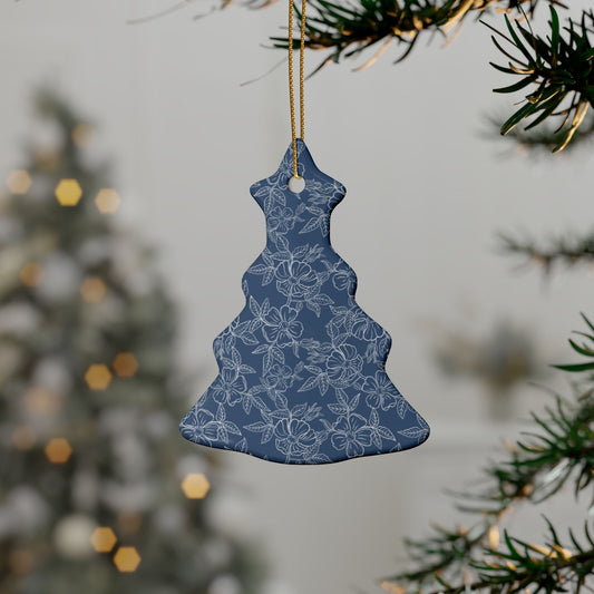 Elegant Floral Ceramic Ornaments - Holiday Decor, Gift Tags, Tree Decorations, Wedding Favors, Home Decor, Heart Ornaments