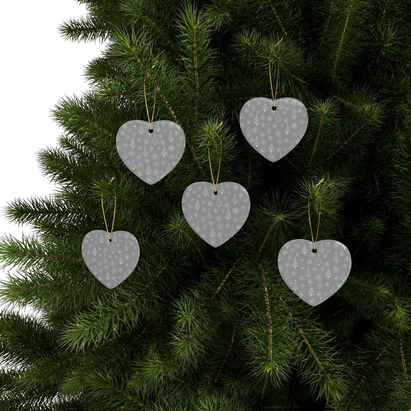Ceramic Christmas Ornaments - Heart Shaped , Holiday Decor, Personalized Gift, Tree Decorations, Winter Celebrations, Unique Keepsake