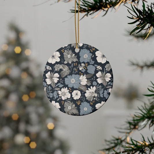 Floral Heart Ceramic Ornaments - Elegant Home Decor, Gift for Weddings, Christmas Tree Decor, DIY Crafting, Seasonal Celebrations
