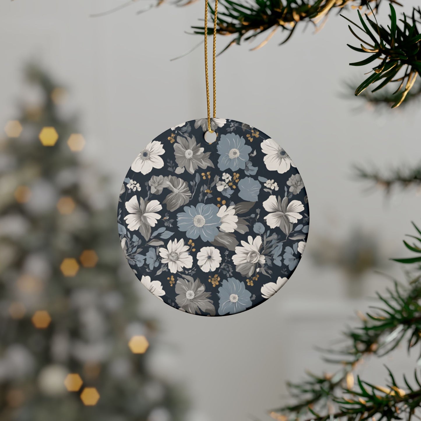 Floral Heart Ceramic Ornaments - Elegant Home Decor, Gift for Weddings, Christmas Tree Decor, DIY Crafting, Seasonal Celebrations
