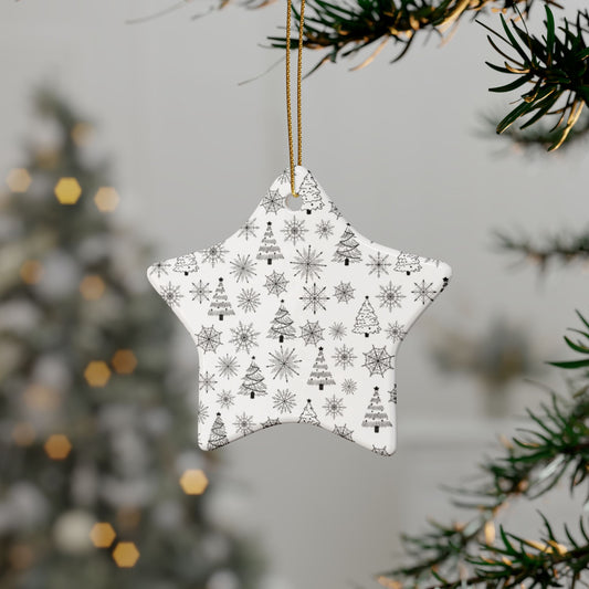Ceramic Christmas Ornaments | Heart-Shaped Holiday Decor, Rustic Tree & Snowflake Design, Home Decoration, Gift for All Occasions
