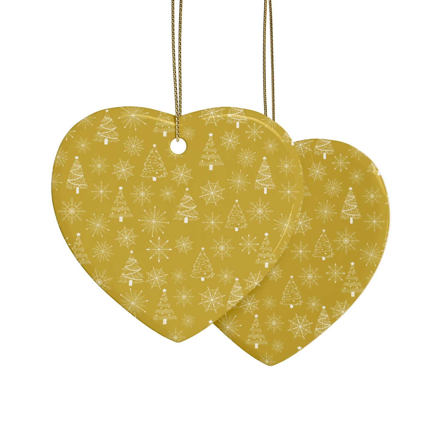 Heart-Shaped Ceramic Ornaments, Holiday Decor, Christmas Tree Ornaments, Unique Gift, Festive Home Decoration