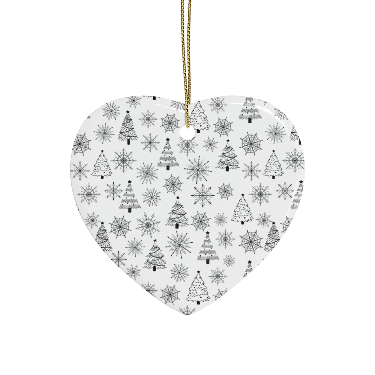 Ceramic Christmas Ornaments | Heart-Shaped Holiday Decor, Rustic Tree & Snowflake Design, Home Decoration, Gift for All Occasions