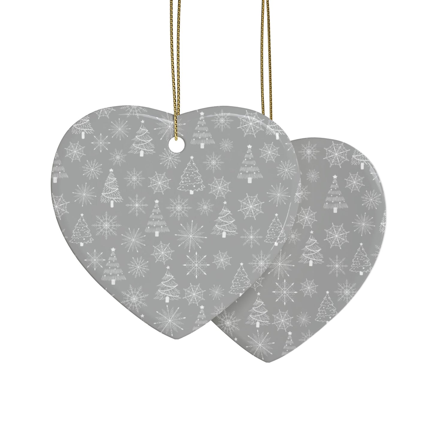 Ceramic Christmas Ornaments - Heart Shaped , Holiday Decor, Personalized Gift, Tree Decorations, Winter Celebrations, Unique Keepsake