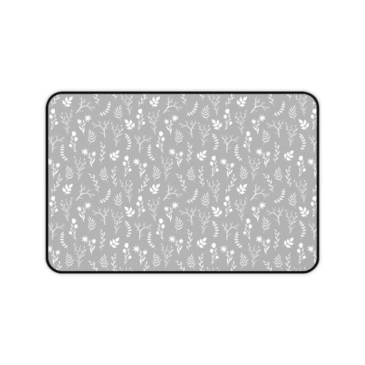 Floral Grey Desk Mat - Elegant and Functional Office Decor