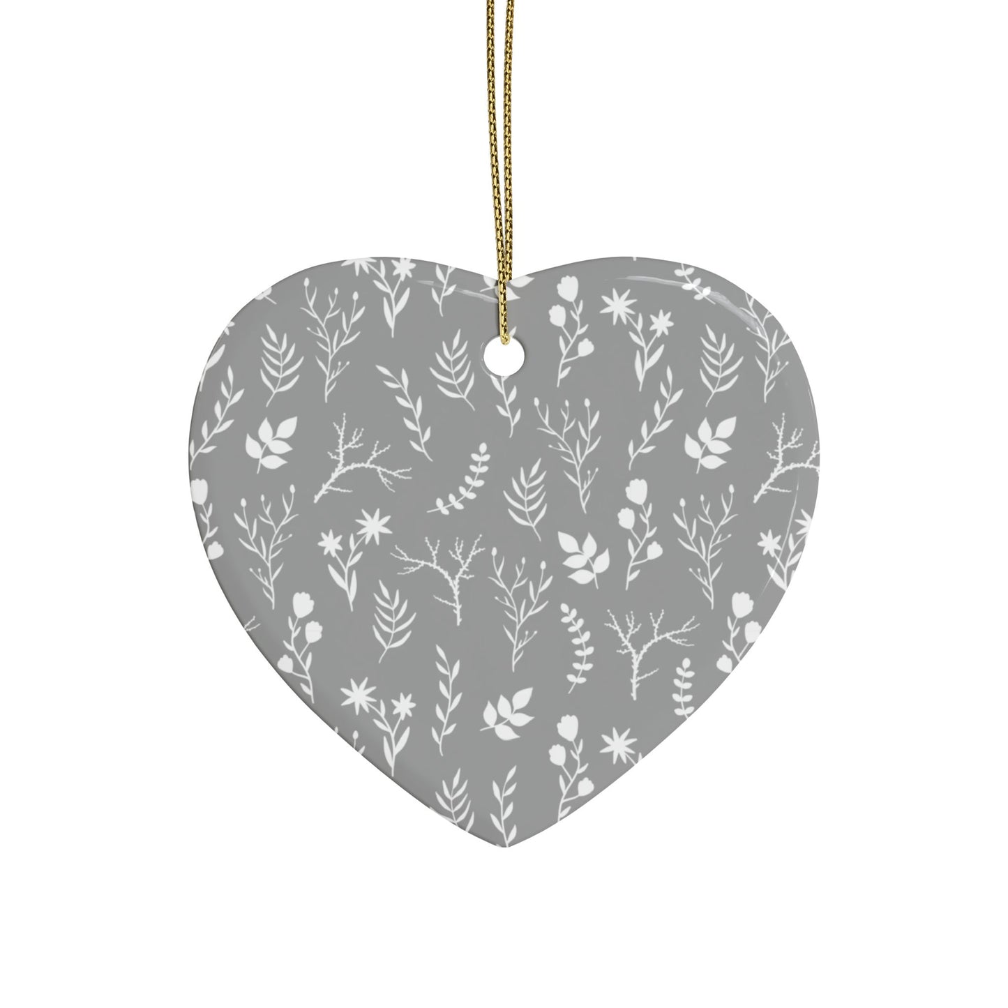 Heart-Shaped Ceramic Ornaments, Floral Christmas Decorations, Personalized Holiday Gifts, Unique Tree Ornaments, Wedding Favors