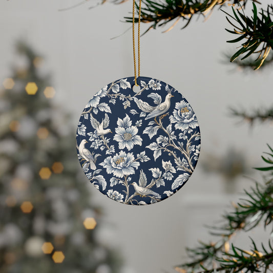 Ceramic Floral Heart Ornaments - Elegant Home Decor, Holiday Gifts, Wedding Decor, Personalized Keepsakes, Handcrafted Gifts