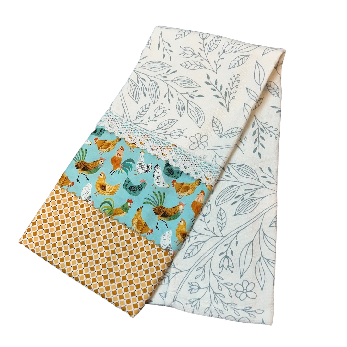 Handcrafted Country Kitchen Chicken Dish Towel with Artisan Details