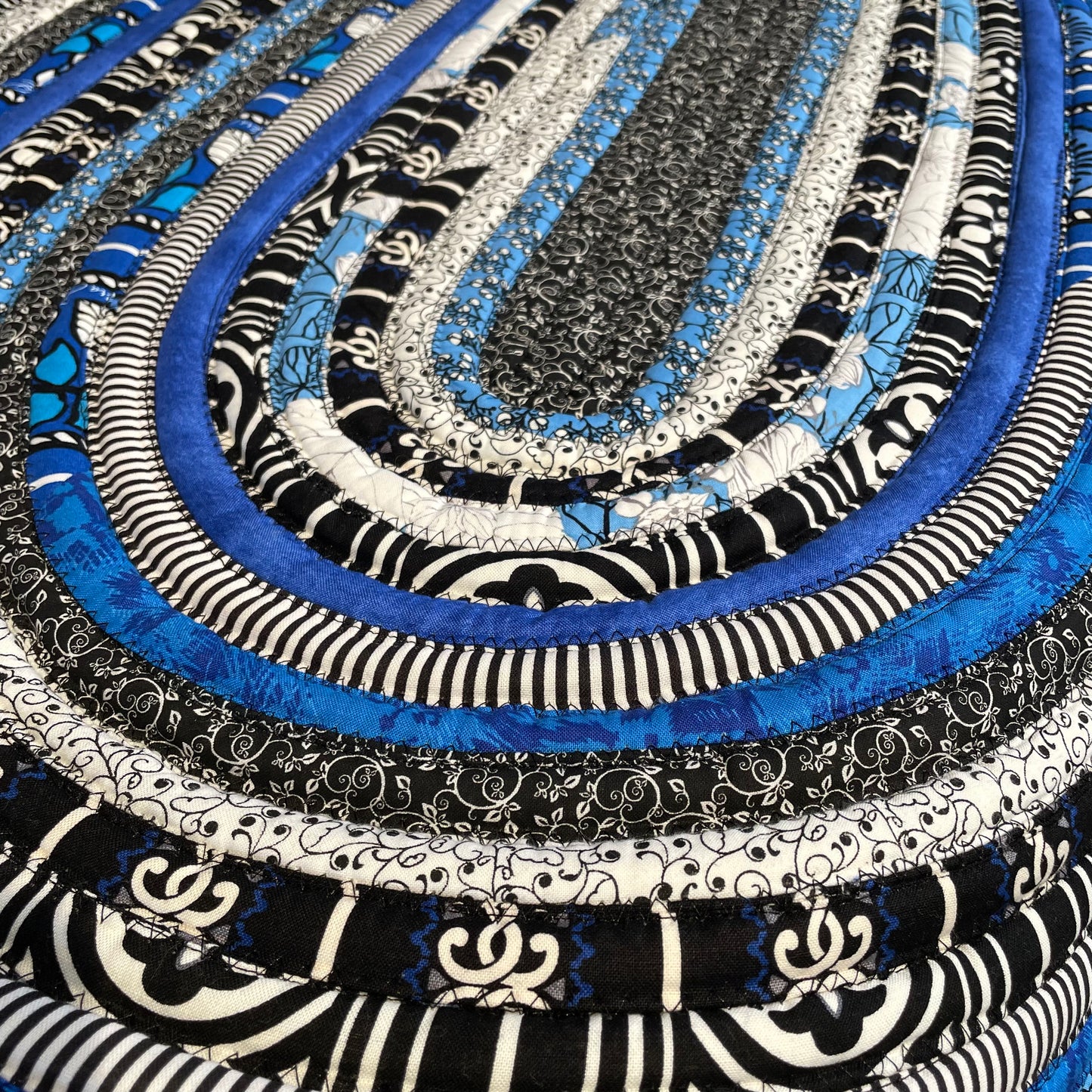 Black and Blue Kitchen Accent Rug Handmade in Canada