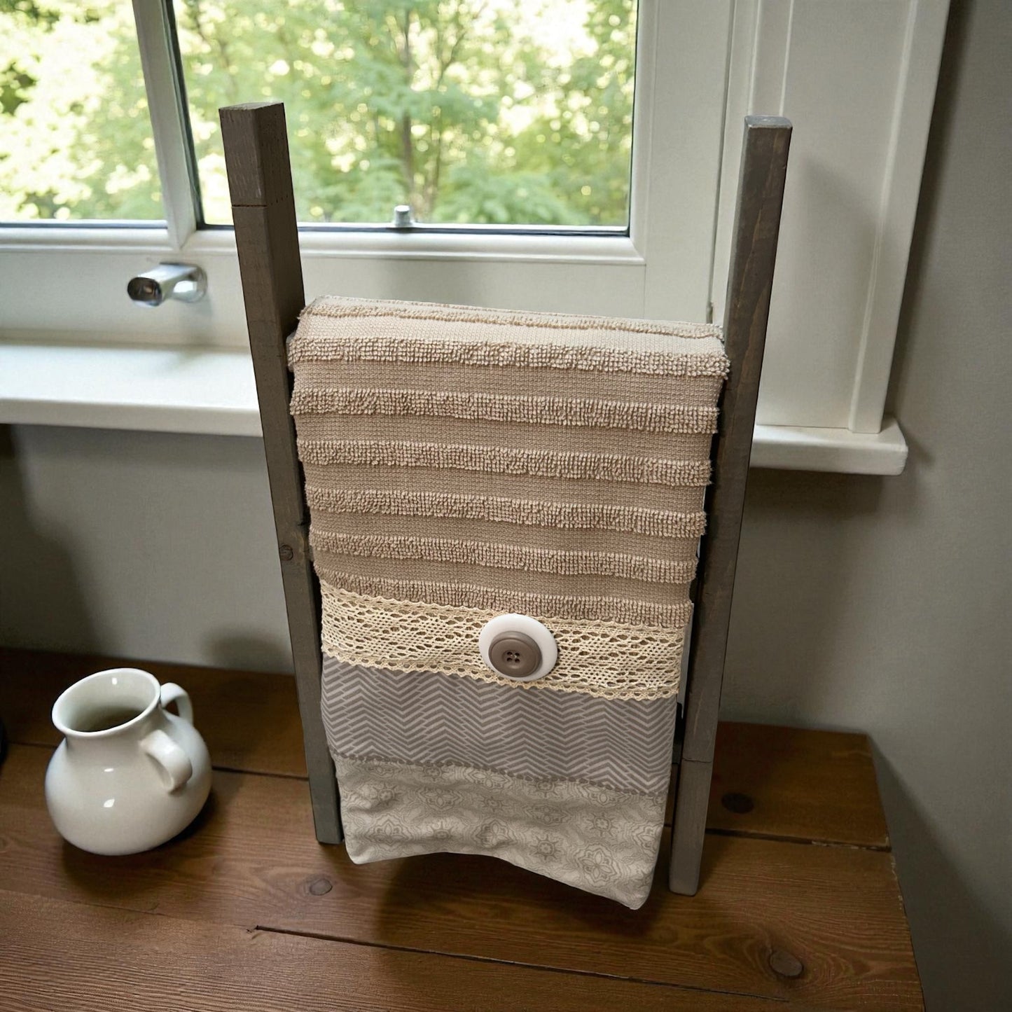 Taupe Dish Towel With Button