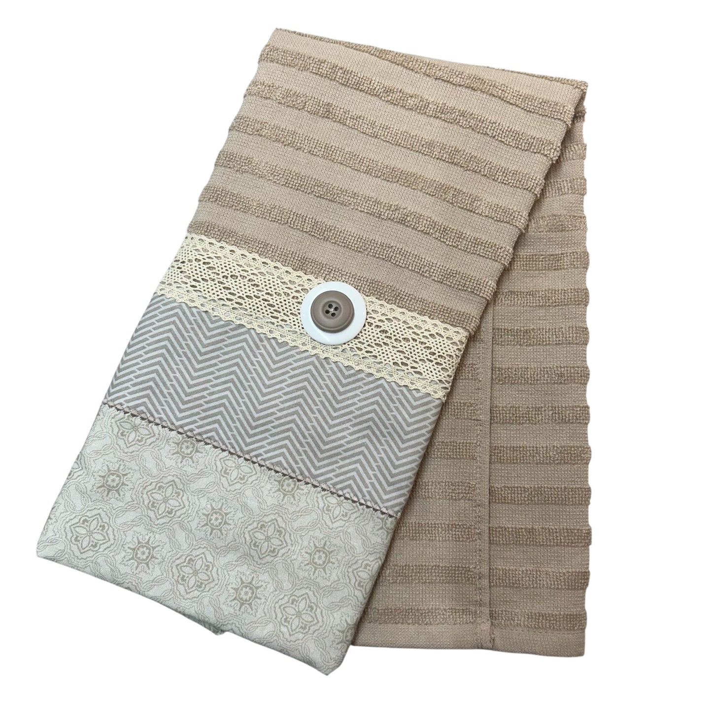 Taupe Dish Towel With Button