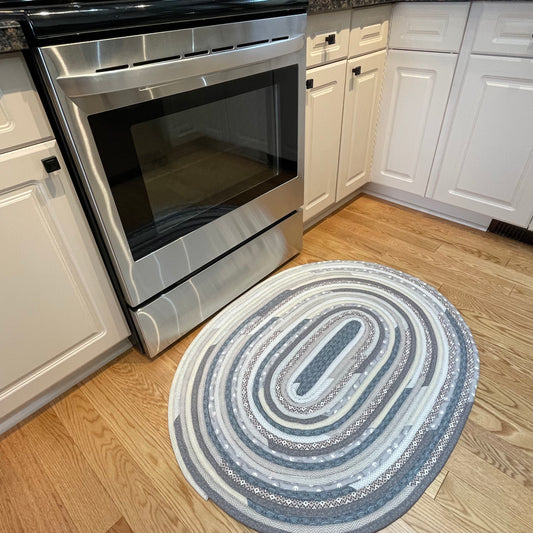 Grey Modern Farmhouse Kitchen Sink Rug, Vaniety Rug, Washable Cotton Rug