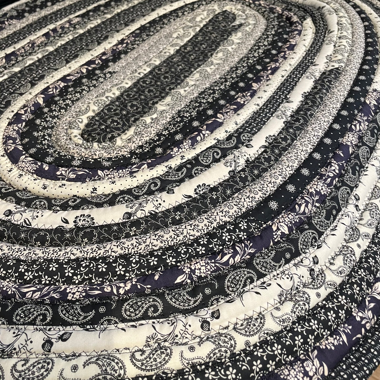 Black and Cream Jellyroll Rug for Kitchen