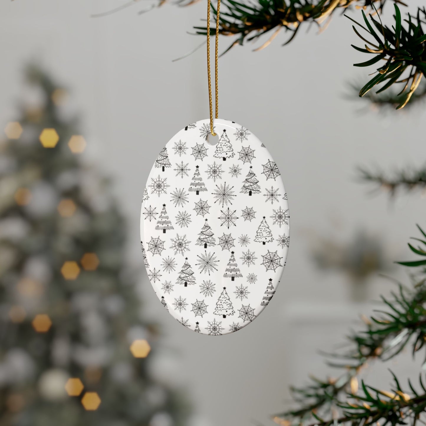 Ceramic Christmas Ornaments | Heart-Shaped Holiday Decor, Rustic Tree & Snowflake Design, Home Decoration, Gift for All Occasions